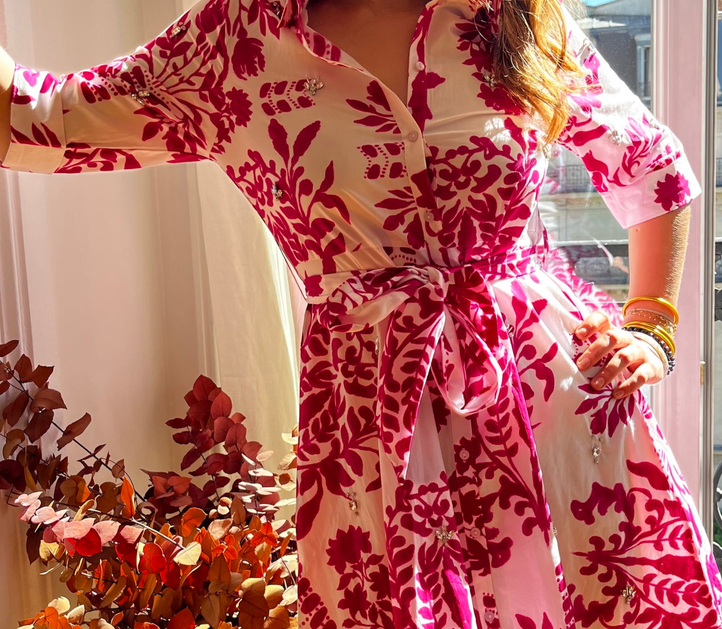 Robe courte Chloé imprimé rose ou bleu