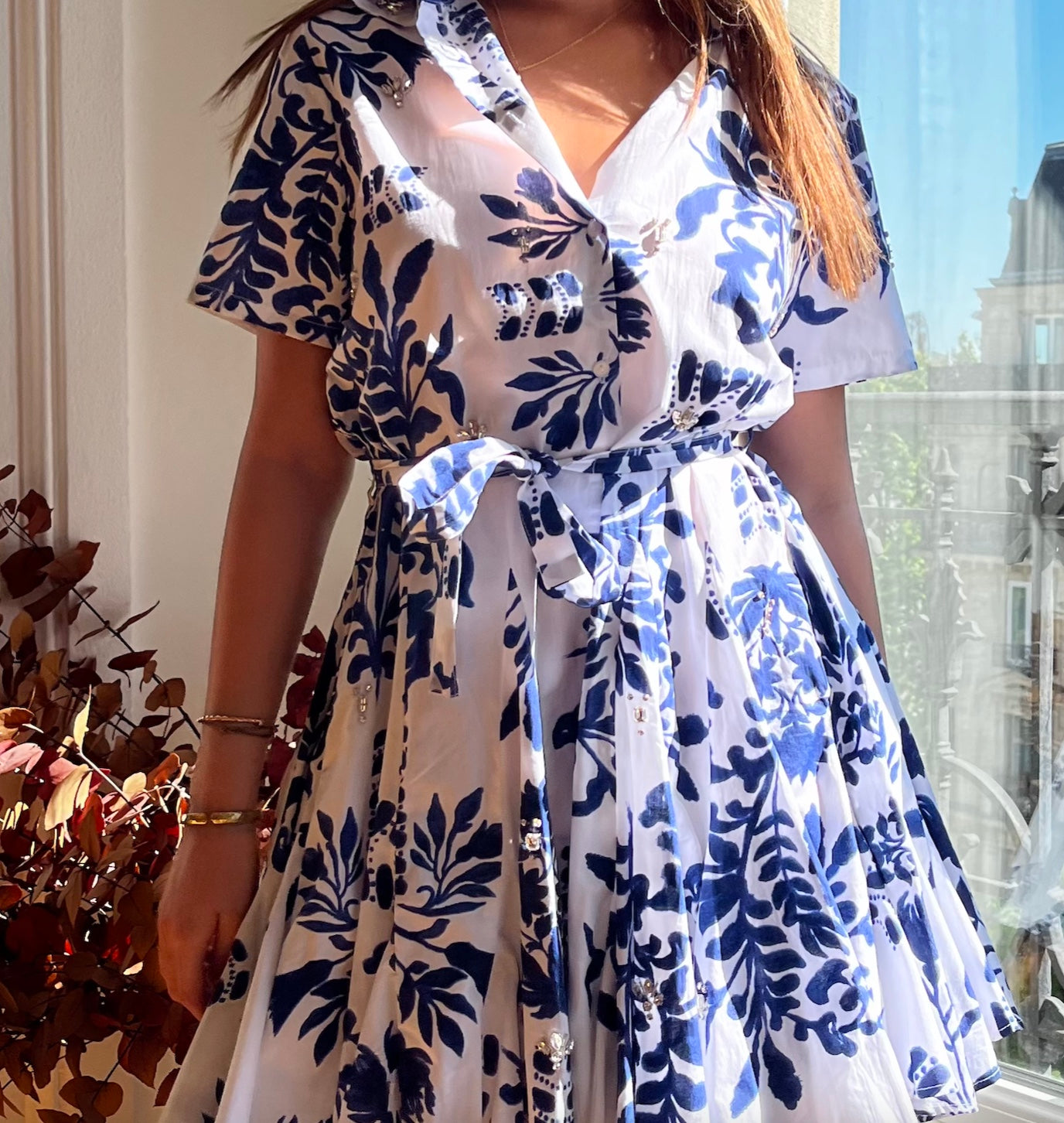 Robe courte Chloé imprimé rose ou bleu